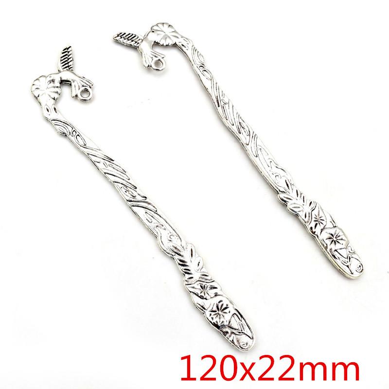 5pcs Vintage DIY Bookmark Charms Flower Antique Silver Plated Zinc Alloy Charms Pendant for Bookmarks Metal Jewelry Accessories