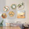 4 Pcs Flowers Wooden Wall Art Decor Hexagon Hollow Out Boho Flower Wall Sculpture Bohemian Farmhouse Hanging Sign for Bedroom Living Room