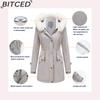 BITCED Autumn/Winter Detachable Fur Collar Women's Parka Long-Sleeved Hooded Cotton Coat Fleece Overcoat
