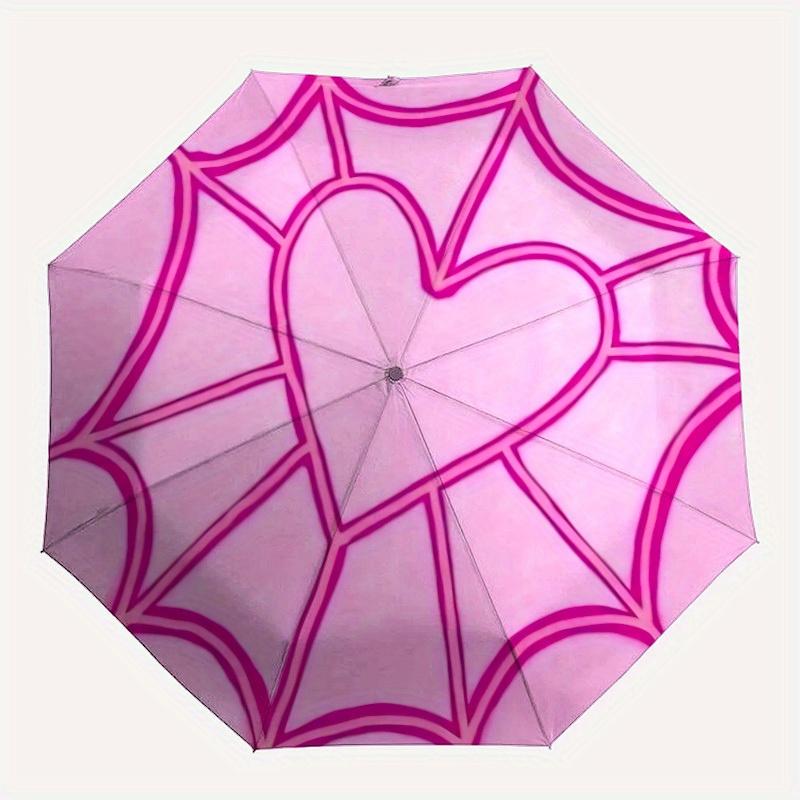 

1pc Heart Pattern Folding Umbrella , 8 Ribs Casual Durable Lightweight Portable Travelling Umbrella For Men & Women yy250728090