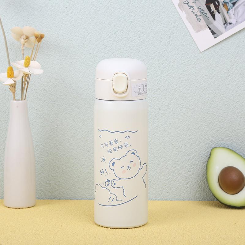 New thermos cup female cute direct drinking cup Internet celebrity cup anti-drop boys and girls children portable bouncing cover water cup