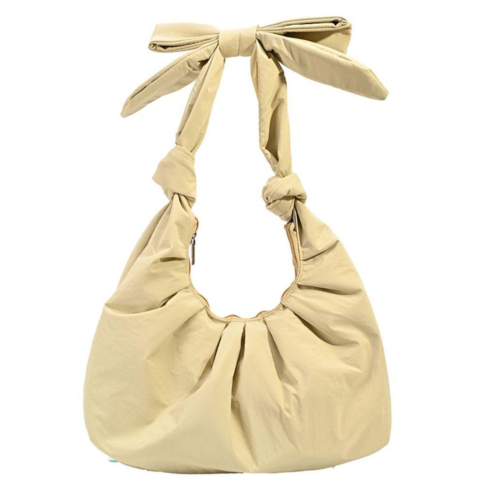 Bowknot Nylon Dumplings Bag Korean Style Cloud Bag Casual Handbag  Portable