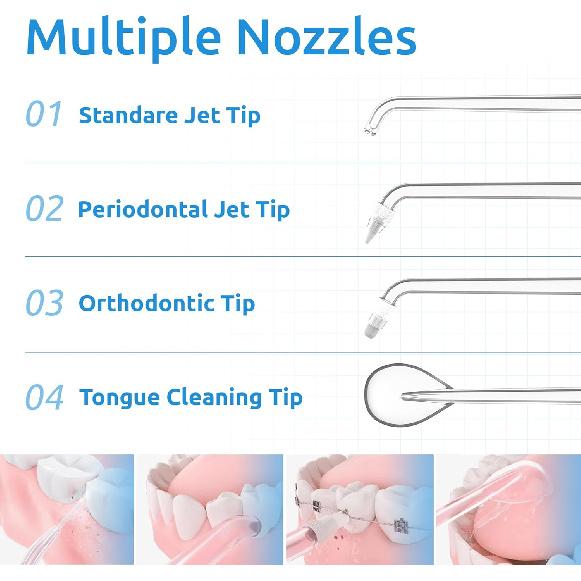 Water Flosser [Dental Cordless Portable] 6 Modes & IPX7 Waterproof Rechargeable Oral Irrigator Water Teeth Cleaner Floss Pick, Home Use WaterFlossers