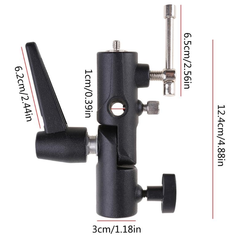 H-Shape Metal Umbrella Softbox Holder Flash Bracket Adapter Adjustable for 1/4" 3/8" Lamp Light Stand Mount Tripod