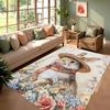 Rustic Easter Bunny Rug Floral Print Non-slip Soft Durable Mat For Home Living Room Bedroom Decor For Kids