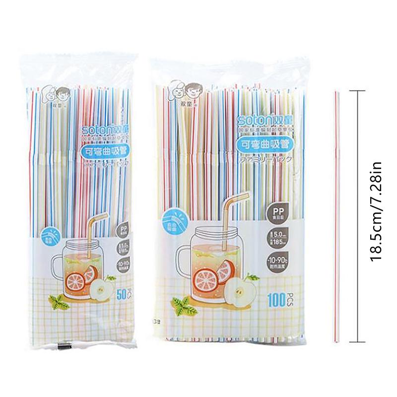 Disposable Plastic Curved Drinking Straws Reusable Child Straw For Drinks Colorful Drinking Tube Multi-Time Straw Party Supplies