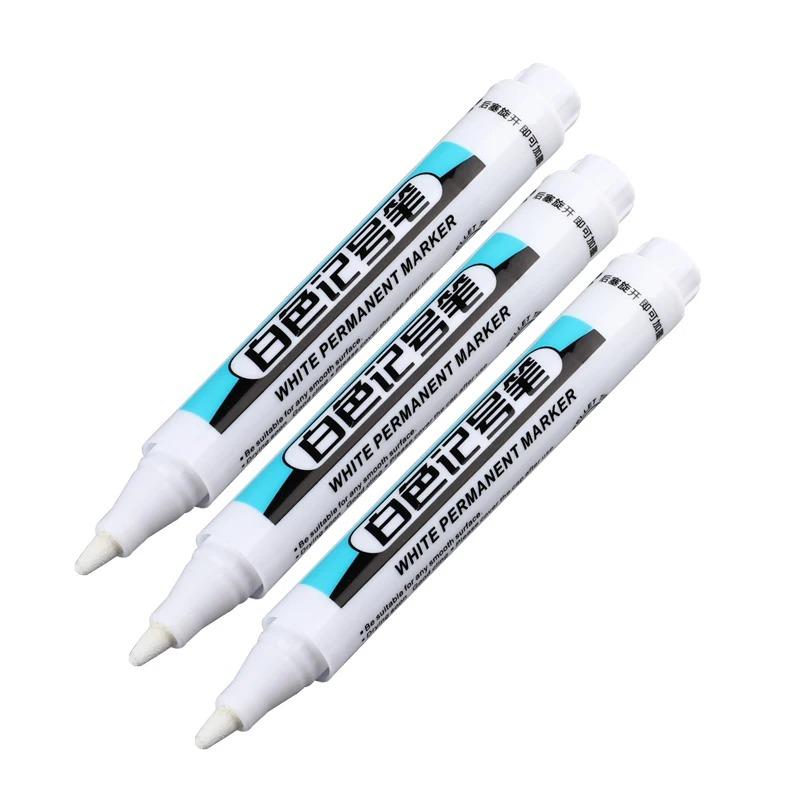 0,7/1,0/2,5 MM Witte Permanente Markers 1/3 Stuks Verf Markers Voor Hout Steen Plastic Leer Glas Steen Metaal Kunstbenodigdheden