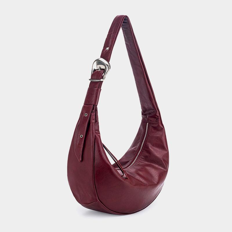 

Минималистичная сумка-пельмень под мышкой для поездок на работу, нишевый дизайн, одноплечная сумка-кроссбоди бордовый