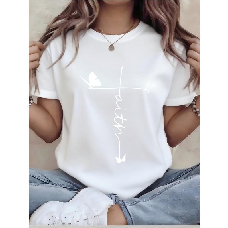Plus Size Women's Oversized Playful Graphic Tee Relaxed Short Sleeve Round Neck Casual All Season Everyday Top