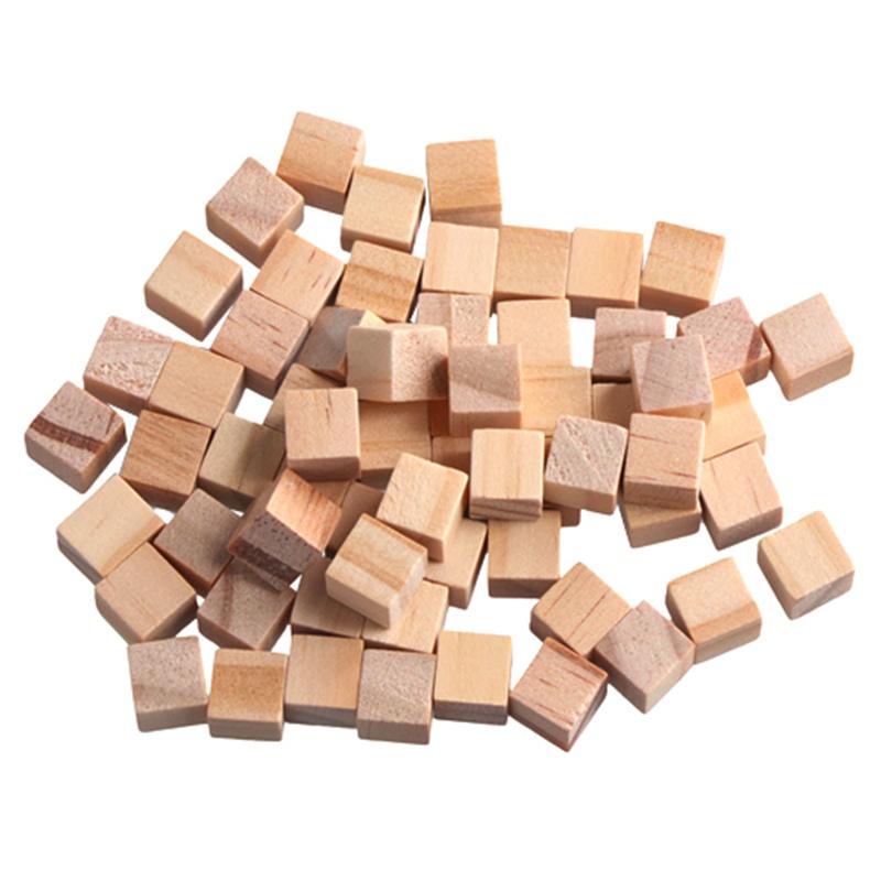 100pcs Unfinished Blank Mini DIY Wooden Square Solid Cubes for Woodwork Craft