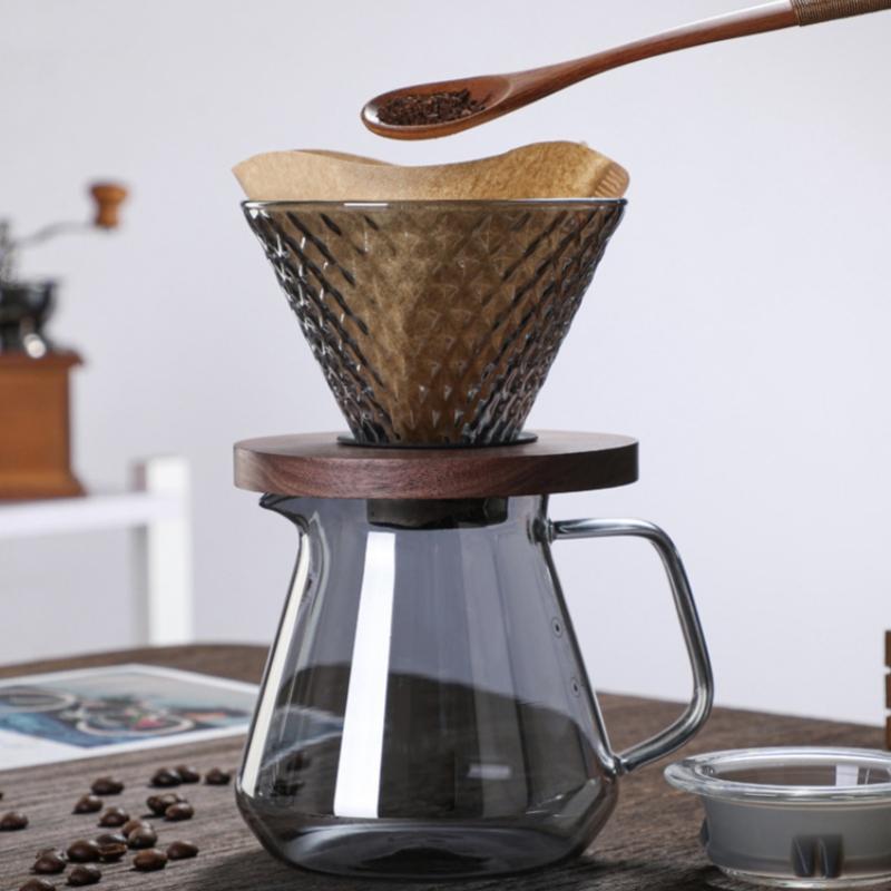 Glass Coffee Drip Filter Cup Reusable Conical Immersion Hand Brewed Dripper Reusable Combination Hand Made Barista Tools