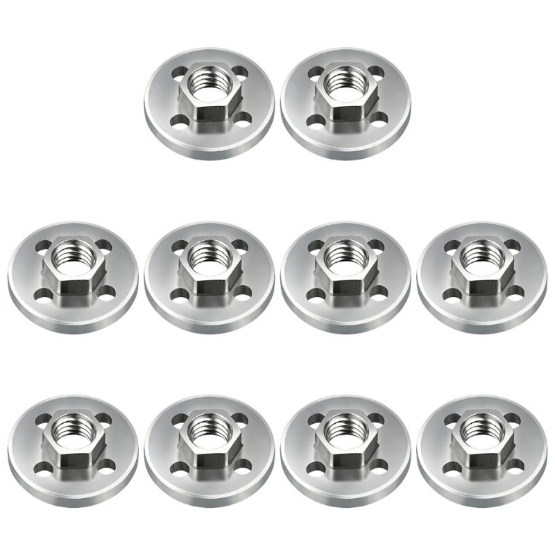 10pcs High Strength Alloy Grinder Flanges For 100mm Angled Grinders Rustproof Multiple Size Universal With Hex Nut Design