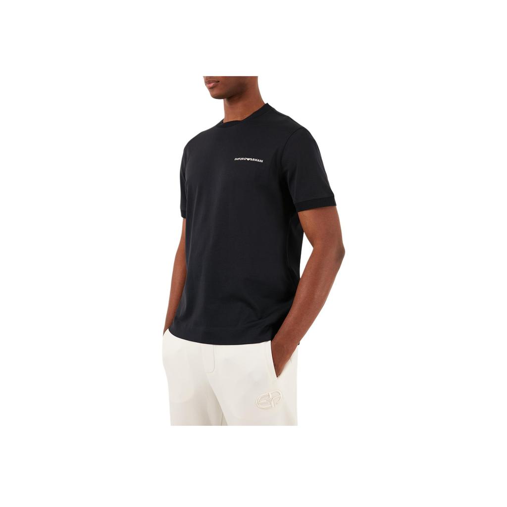 Emporio Armani Solid Color Round Neck Drop Shoulder Casual Short Sleeve T-Shirt Men tops Black 3D1TN3-1JOCZ-0966