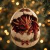 Creative Baby Dragon Egg Decor And Christmas Ornament, 2D Flat Acrylic Tree Hanging Pendant for Holiday Party Decoration, Fantasy Xmas Tree,