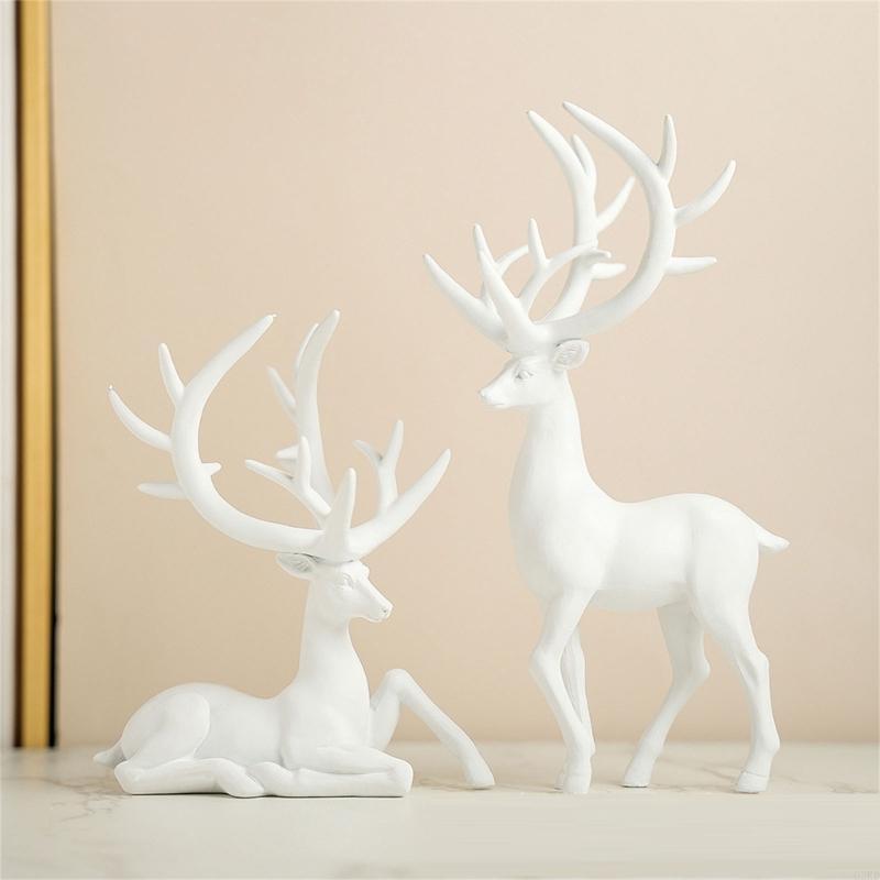 62KD Hand Carve Resin Deer Ornamentation Reindeer Sculpture Designs To Elevates Sophisticated Interior Styles Display