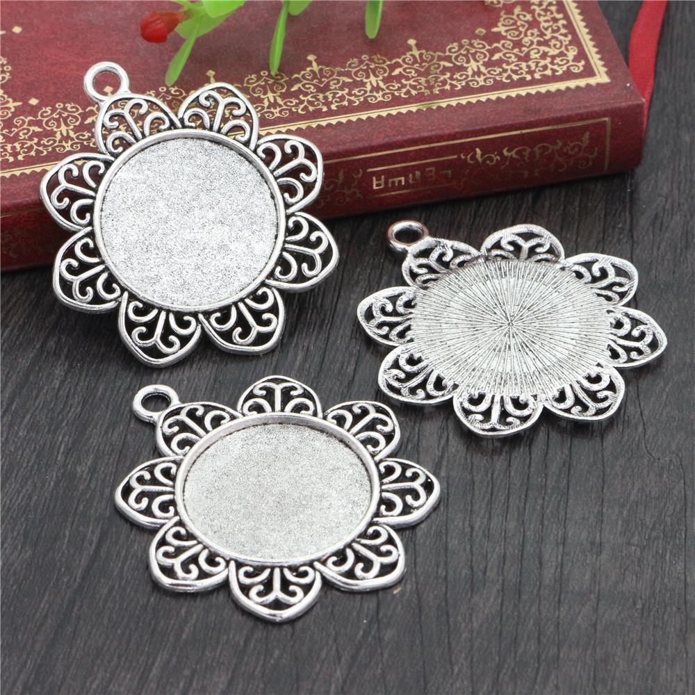5pcs 25mm Inner Size Pendant Cabochons Blank Base Setting Bezel Tray Alloy DIY Jewelry Making Accessories for Necklace Keychains