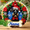 Vintage Schnauzer Dog Christmas Tin Sign Metal Wall Art Plaque Retro Holiday Decor