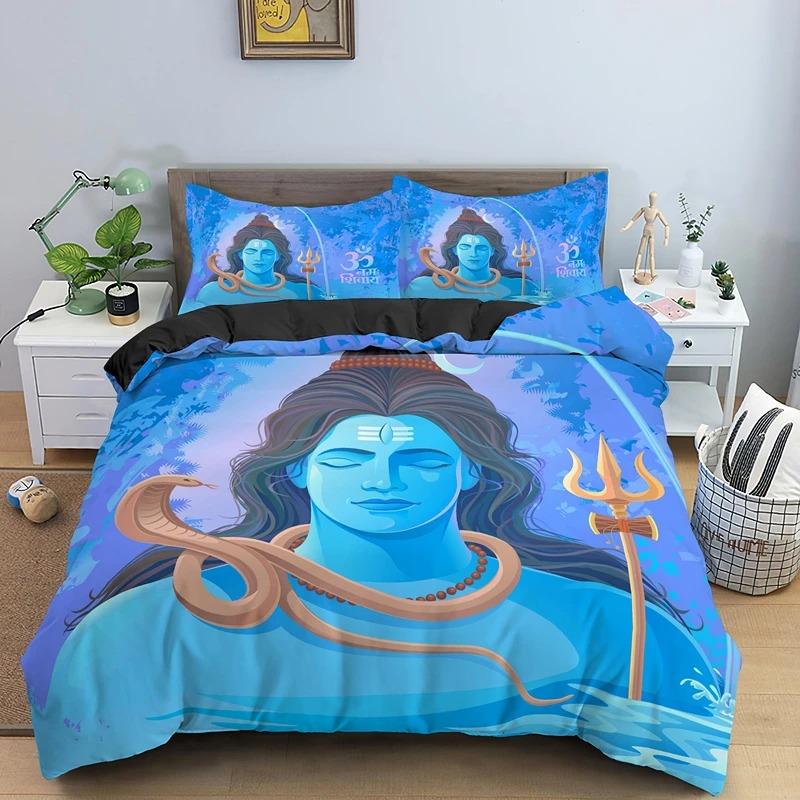 Indian Lord Shiva Duvet Cover Buddha Bedding Set Single Double King Queen Size With Pillowcase Bedclothes Drop Shipping
