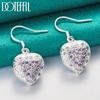 925 Sterling Silver Heart-shaped Purple AAA Zircon Earrings, Fashionable Wedding Jewelry