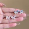 1 Pair Women Stud Earrings Double-layered 3D Butterfly Faux Opal Polished Anti-slip Ear Studs Prom Dating Party Ear Jewelry
