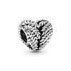 Wheat Spike Heart Charm Unisex Jewelry Silver 797618