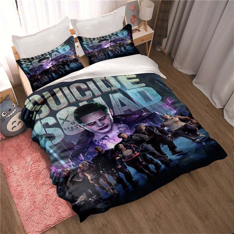 The 1PC Action Movie "Suicide Squad" Bedding Set, Including One Duvet Cover and Two Pillowcases, Creates a Comfortable Home Spac