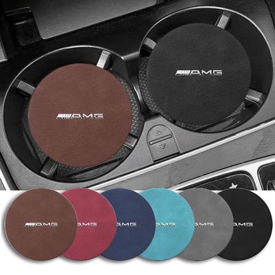 1/2 Stück Auto Untersetzer Wasserbecher Schlitz Rutschfeste Matte Pad Autozubehör Für Mercedes Benz AMG W212 W205 W246 W177 W176 W213 GLC GLE GLS ML Willkommen Laser