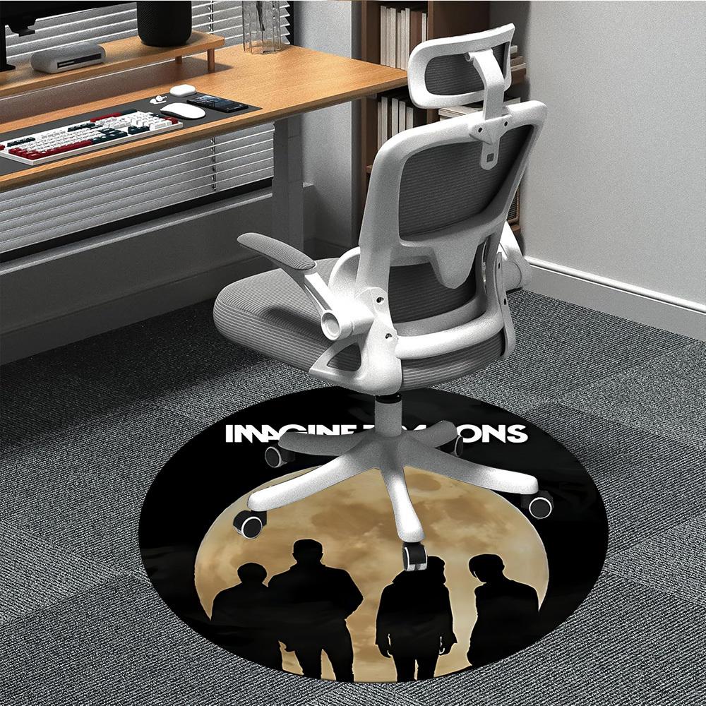 

1PC Imagine Dragons Office Round Rug - Perfect for Office or Study Decor, Machine Washable, Non-Slip Backing, Decorative Floor Mat 80cm