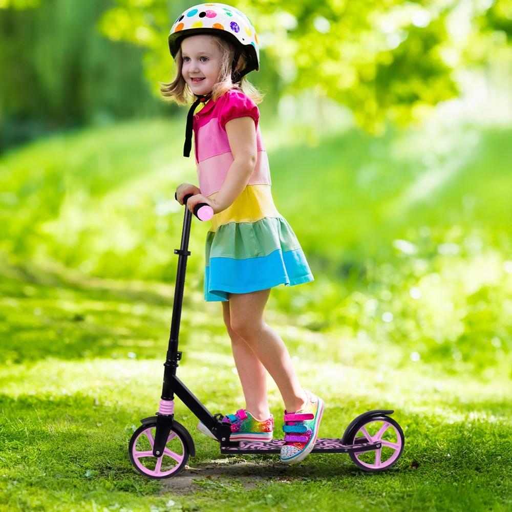 Black Pink Foldable City Scooter With Shock Absorber