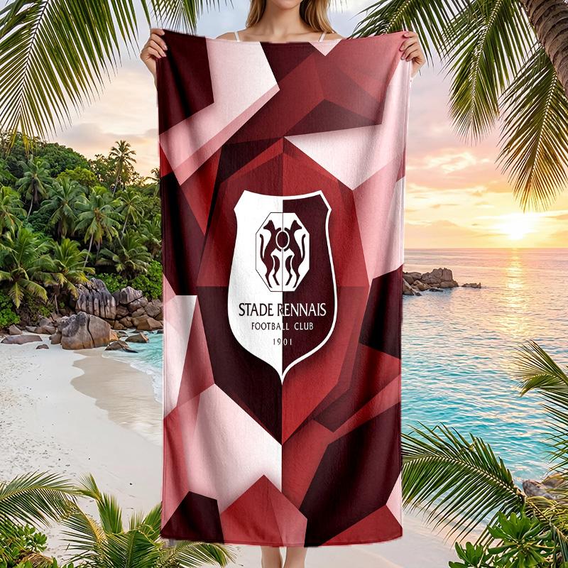 Stade Rennais FC Stampa Asciugatura Rapida Telo da Spiaggia Microfibra Assorbente Portatile da Viaggio Asciugamano da Nuoto