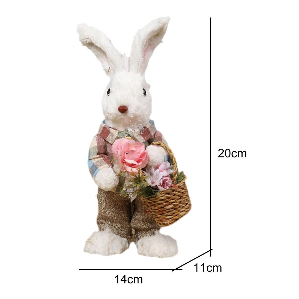 Cute Straw Easter Rabbit Bunny Sculpture Crafts Art for Tabletop Home Decor