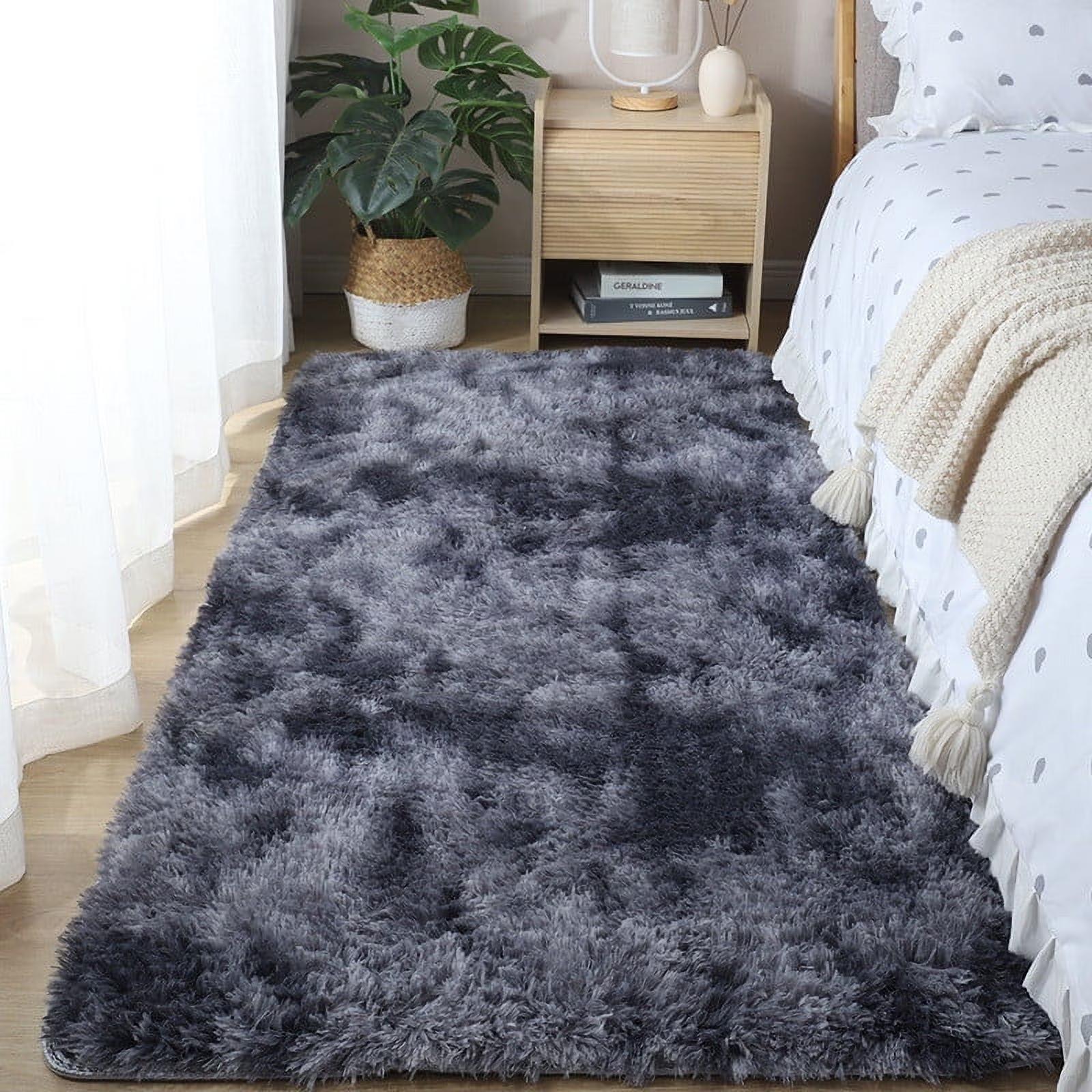 

Shaggy Area Rug 60x160cm Soft Silk Wool Tie Dye Living Room Carpet Non Slip Surface Easy Care for Sofa and Coffee Table One Size