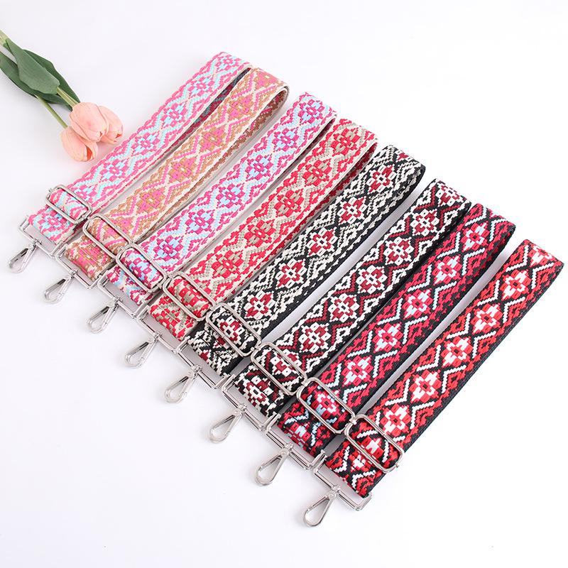 5CM Adjustable Multi-Color Women's Bag Strap - Kaleidoscope Pattern, Wide, Cross-Body