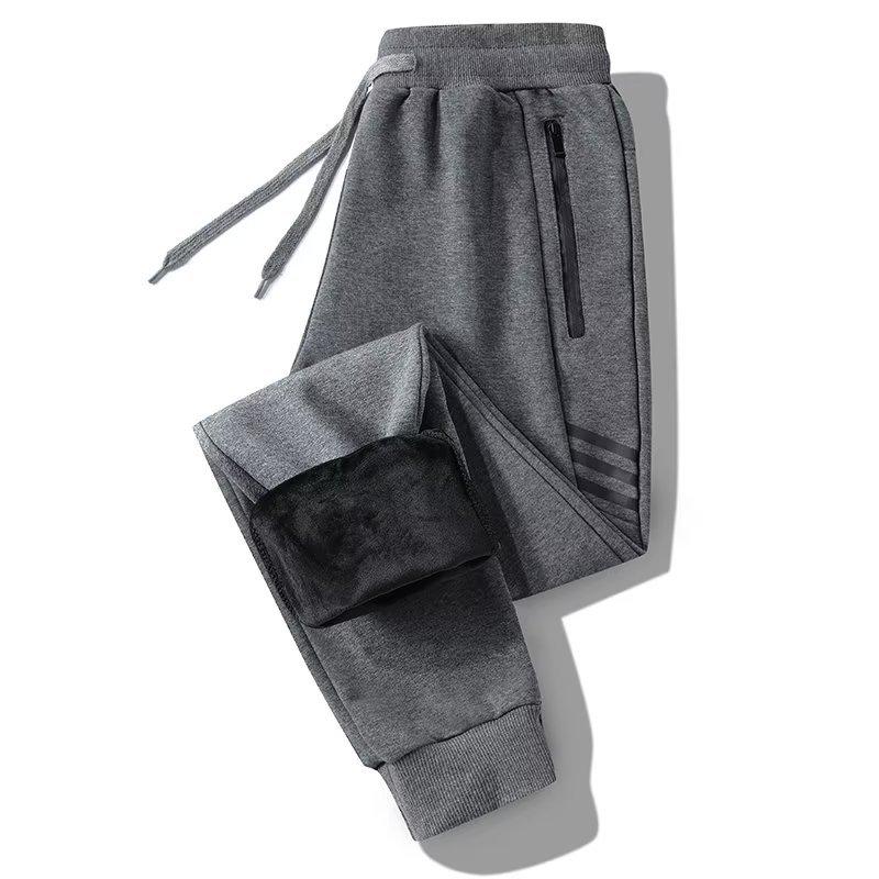 Men's Velvet-Lined Winter Sports Pants, Loose Fit, Straight Leg, Trendy and Large Size