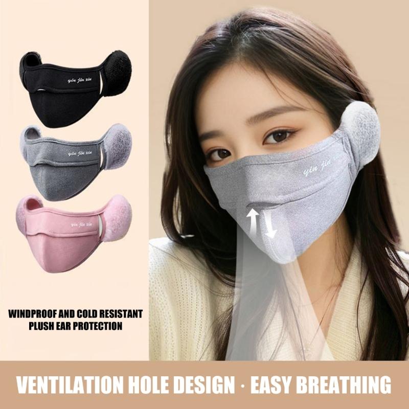 Wind proof Earmuffs Warm Fleece Ear Protections Breathable Mask Winter Outdoor Riding Half Face Mask Winter Warm Scarf