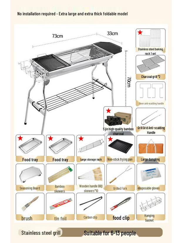 Foldable Stainless Steel BBQ Grill Set