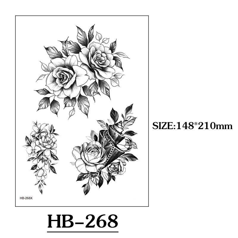 1 Stück Sexy Schwarze Blume Temporäre Fake Tattoo Aufkleber für Frauen Mädchen Falsche Tattoos DIY Wassertransfer Tattoos Körperkunst Make-up
