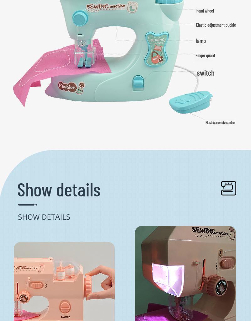 Electric Sewing Machine Toy for Kids: Mini Pretend Play Appliance for Girls, Kindergarten Fun, Parent-Child Handmade Activity