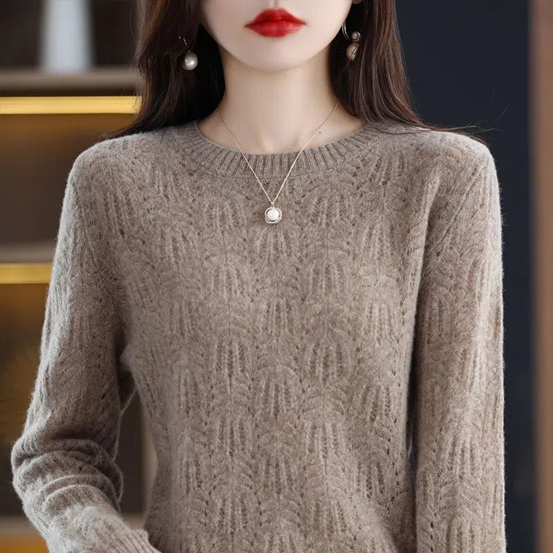 Women's Spring/Fall Korean-Style Round-Neck Sweater: Loose-Fitting Knit Top for Layering