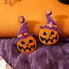 Black Cat Halloween Rice Bead Earrings Witch Cat Pumpkin Dangle Earrings  Girls Gift