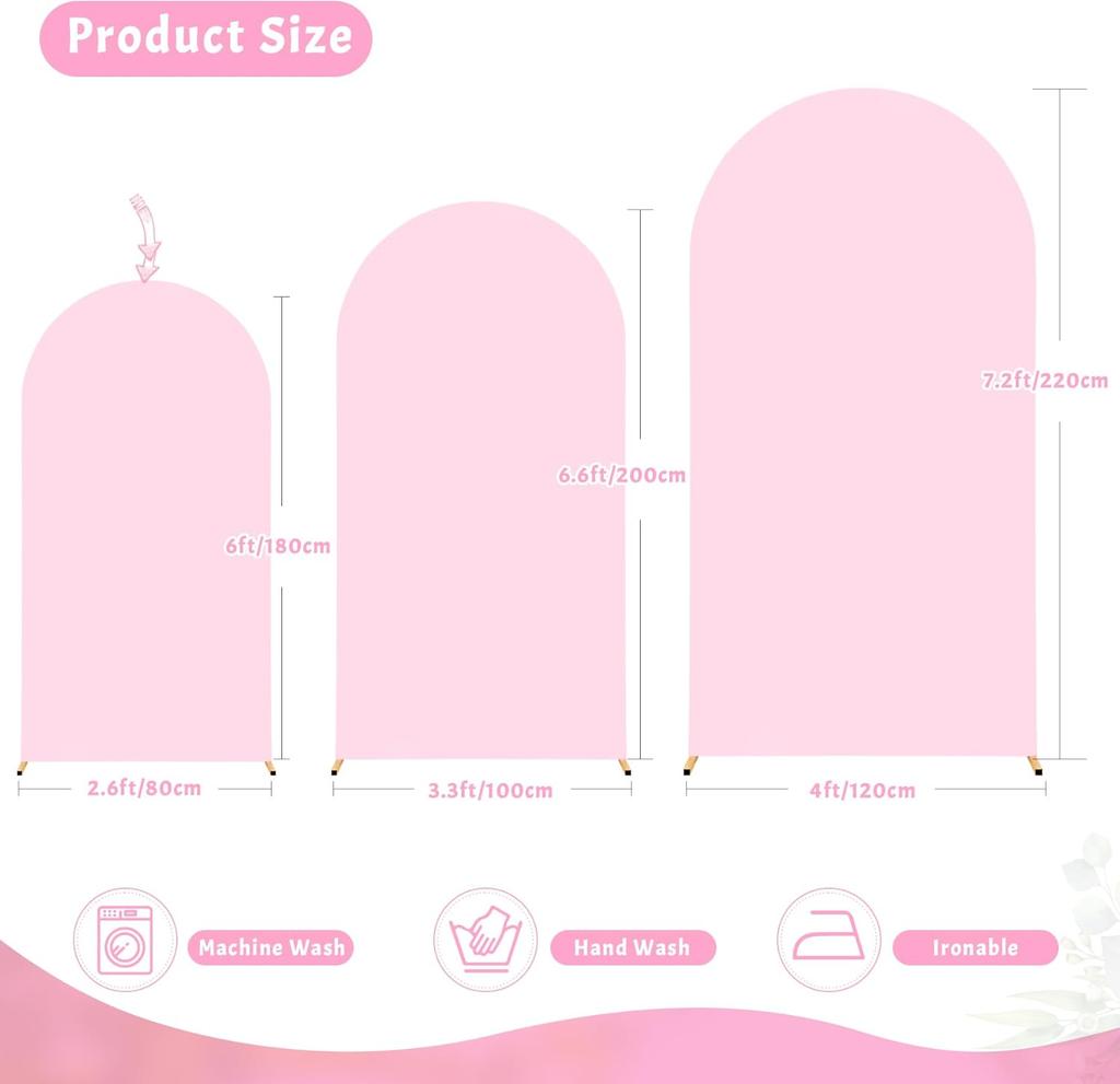 7.2FT Baby Pink Arch Covers, Round Top Wedding Arch Cover Spandex for Birthday Party Baby Shower Graduation Ceremony Decoration