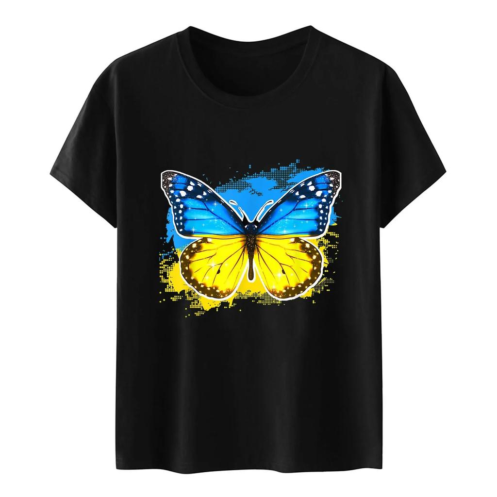 Ukraine Flag Printed Fashion Womens Tshirts Short Sleeve Funny Tops Tees Graphic Unisex T Shirts Women Men Clothing