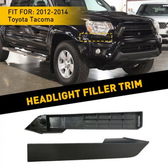 2x FIT FOR TACOMA 2012 2013 2014 HEADLIGHT FILLER TRIM RIGHT & LEFT PAIR BLACK