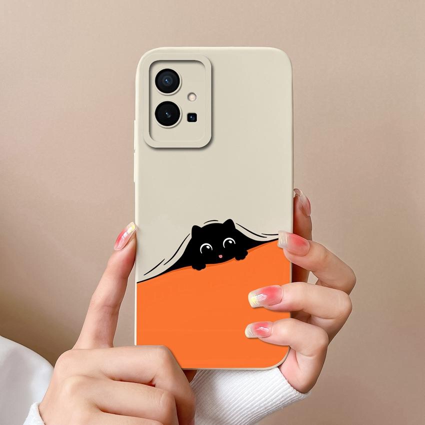 For Vivo Y55 Y56 Y70 Y72t Y73 Y74 Y75 Y77 Y81 Y85 Fashion Liquid Silicone Phone Case Lovely Cat Pattern Anti Drop Full Protective Cover For Vivo Shell