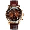 Salvatore Mara Men's Chronograph Watch Brown Ice Croco Leather Strap Multi-Faceted Glass SM19104-PGBRBR