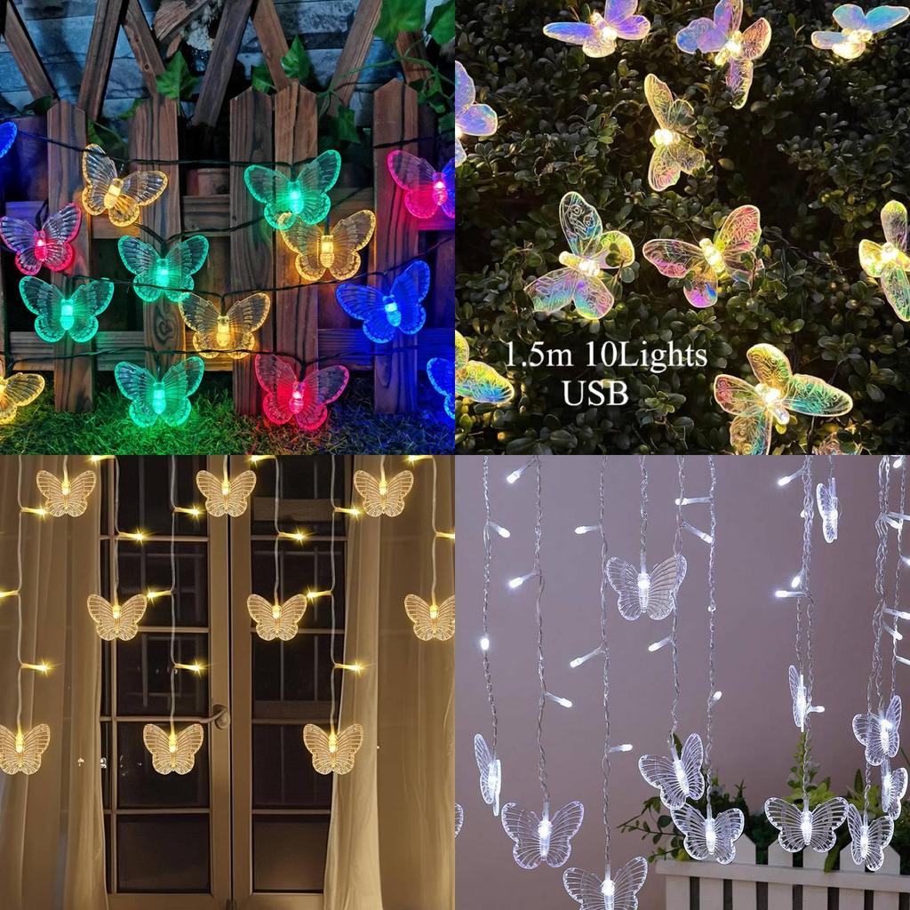 Butterfly Led String Light Set For Garden And Patio For Outdoor Celebration