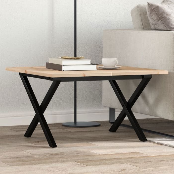 VidaXL Table Basse Cadre en X, Table d'Appoint, Bout de Canapé, Meuble de Salon Salle de Séjour, 60x60x40 cm Bois de Pin 3282682