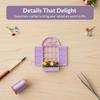 1Pcs Miniature Purple Arched Window Frame Decor 1:12 Scale Dollhouse Window With Flower Box For Diorama Scene & Photography Prop