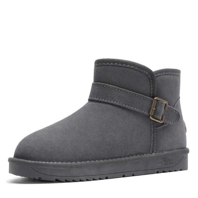 

Зимние ботинки в австралийском стиле, мужские ботинки из натуральной яловой кожи, обувь на теплом меху с плюшевой стелькой, мужские зимние ботильоны с пряжкой и ремешком 9 серый