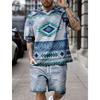 Summer Fashion Casual Men's Suit 3D Printed Sportswear Short-sleeved Suit Oversized Round Neck T-shirt Shorts 2-piece
